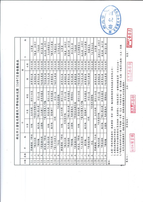 114年七月份 暑期班 餐點表圖片