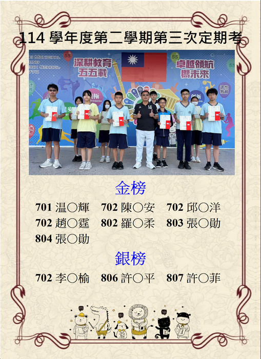 114-2第三次定期考 金銀榜