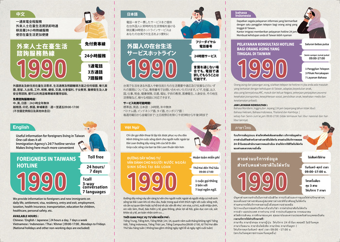外來人士在臺生活諮詢服務熱線1990圖片