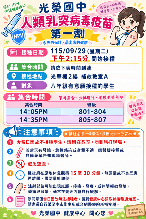 HPV疫苗及注意事項